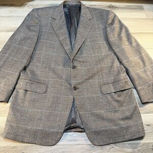 Canali Men's Suit Coat Plaid Lana Cashmere Wool Italy Single Breasted Sports 56R